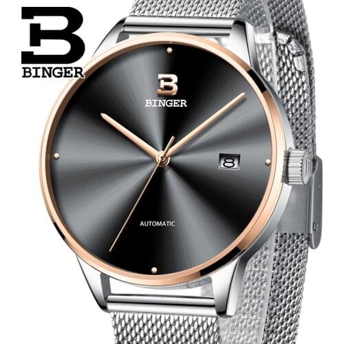 Switzerland BINGER Mens Watches Brand Luxury Japan NH35A Auto Mechanical Men Watch Sapphire Male relogio masculino B-5080M-7