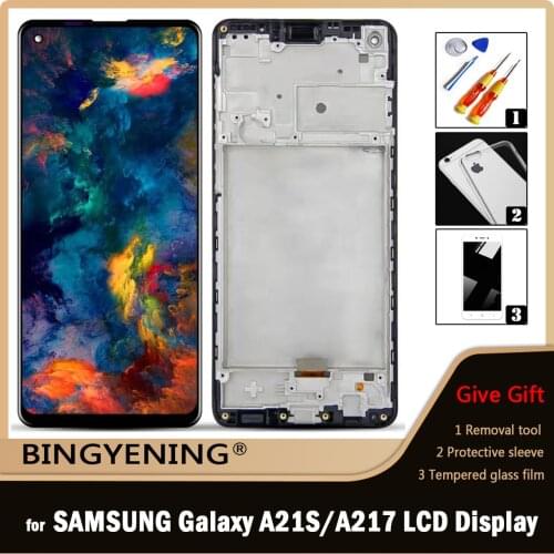 For Samsung Galaxy A21s A217 SM-A217F/DS Full LCD Display Screen Touch Digitizer Assembly with Frame Replace