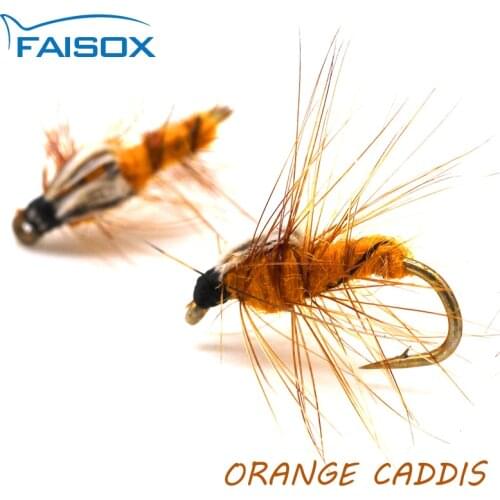 FAISOX 5Pcs Orange Hackle Wistle Fly Fishing Flies Direct BH Prince Nymph Assortment For Trout Fishing Flies #12#14
