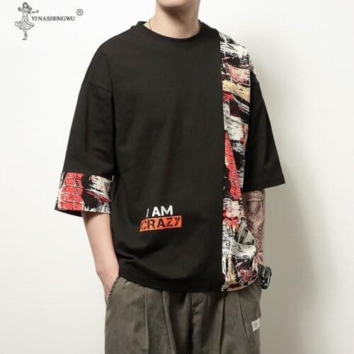 Black Fashion T Shirt Mens Printing For Men Tee Summer Japanese Style Casual Crew Neck T-shirt Streetwear Fitness Tees Oversized