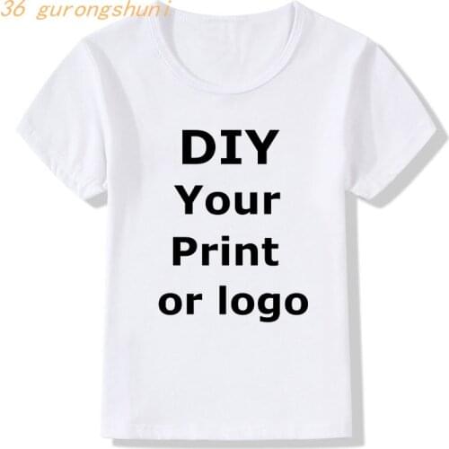 Customized your name Print t shirt boys girls Your own design DIY photo kids clothes Summer tops white tshirt