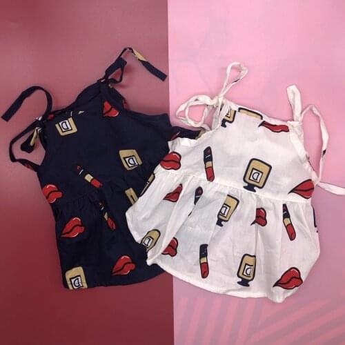 Cotton Pet Dog Summer Clothes for Samll Dogs Pets Clothing French Bulldog Print Strap Dress Pug Costume Roupa Para Cachorro S-L