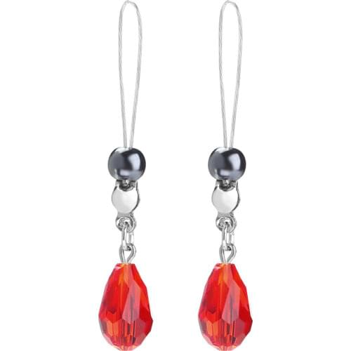 Jovivi 2x Nipple Shields Ring Barbell Fake Piercing Non-piercing Noose Faceted Teardrop Crystal Black Hematite Piercing Jewelry