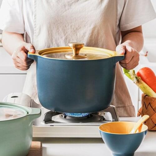 Ceramic Cute Soup Stock Pots Nonstick Pink Casserole Cooking Soup Stock Pots Kitchen Garnek Do Gotowania Kitchenware DG50TG