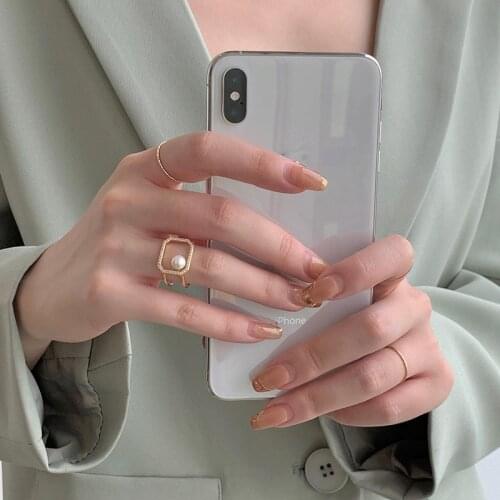 Rings for Women Pearl Ring Fashion Geometric Square Ring Fashion Women Jewelry Accessories Wholesale