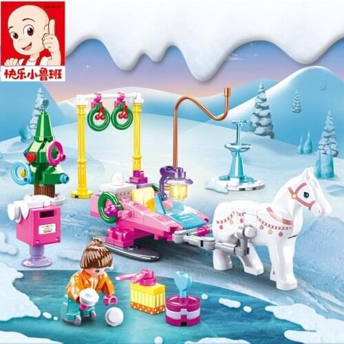 Happy SLuban M38-B0887 New Year Cute Little Horse Childrens Puzzle Assembled Building Block Toy Christmas Gift For kids