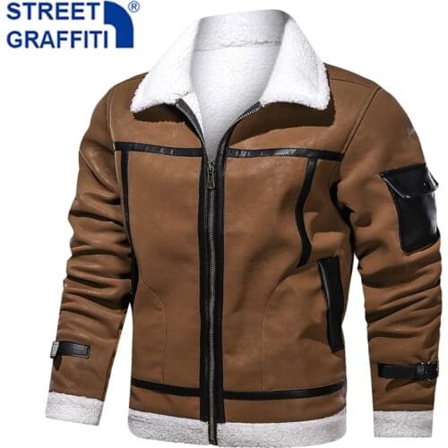 2021 Men Autumn Winter Thick Warm Fleece Motor Leather Jacket Coat Men New Casual Bomber Zipper Senior gentleman Leather Jackets