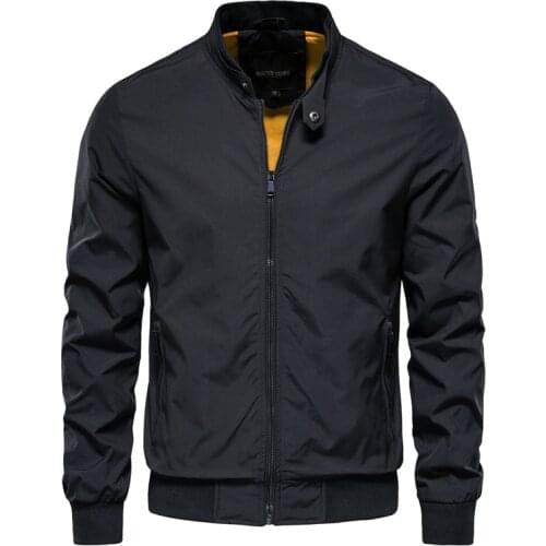 AIOPESON Solid Color Jacket Men Casual Stand Collar Long Sleeve Mens Jackets New Autumn Streetwear Quality Slim Fit Jackets Male