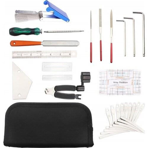 Guitar Tool Kit Repairing Maintenance Tools String Organizer String Action Ruler Gauge Measuring Tool Hex Wrench Set Files Fin