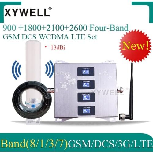 New!! Cellular amplifier 900 1800 2100 2600mhz Four-Band GSM Mobile Signal Booster GSM DCS WCDMA LTE 2G 3G 4G Cellular Repeater