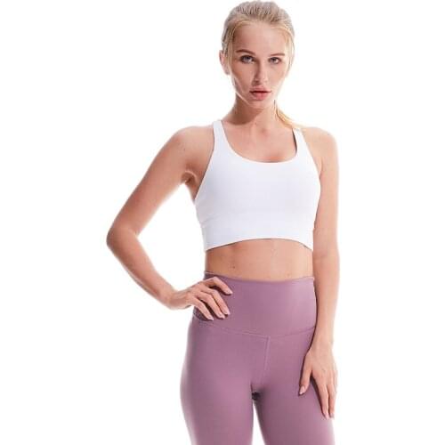 Solid Color Padded Strappy Sports Bra High Impact Fitness Brassiere Push Up Yoga Bra Tops Active Wear Workout Clothes For Women