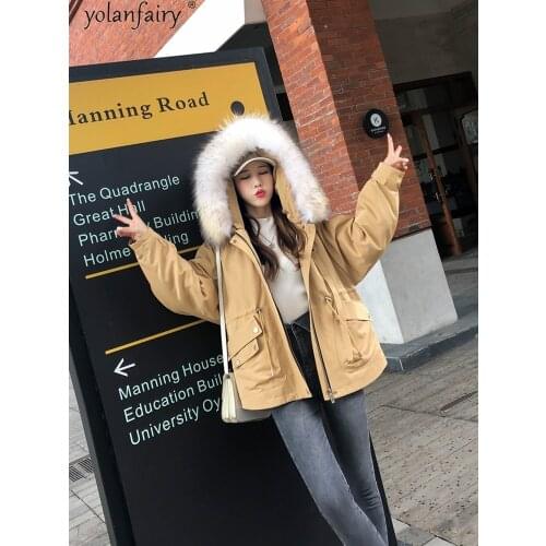 Parka Real Fur Coat Women Winter Jacket Rex Rabbit Fur Liner Raccoon Dog Fur Collar Hooded Parkas Womens Coats Warm 2020