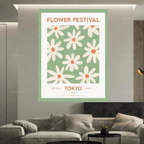 Flower Festival Poster Tokyo - Paris Poster Vintage Flower Wall Art Minimalist Illustration Flower Market Poster Vintage Poster