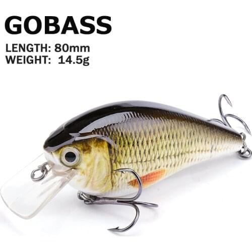 GOBASS Pike Wobblers Minnow Lures For Bass Fishing Equipment 14.5g 80mm Rattling Baits Crankbait Fishing Tackle Artificial Bait