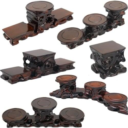 Mahogany carving stone root carving base solid wood purple clay pot vase flowerpot handicraft ornament wood bracket