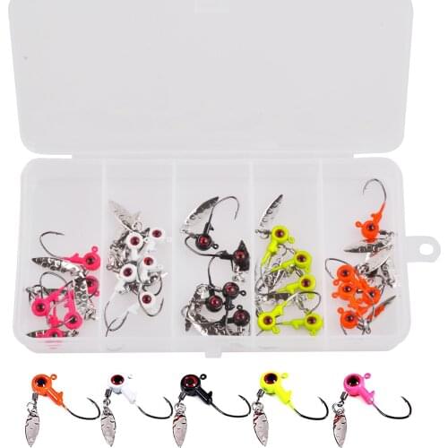 25PCS Jig Heads Freshwater Fishing Lures Jig Head with Eye Ball Painted Hooks Fishing Jigs For Bass Crappie