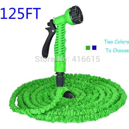 New Style 125FT Flexible Gargen Water Hose Pipe For Car Valve With Spray Gun With EU US Connector Blue,Green Magic Snake Hose