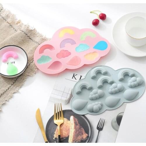 Rainbow Cloud Raindrops Silicone Mold DIY Cake Decorating Tools Resin Mold Chocolate Mould Ice Tray Block Candy Pudding Ice Mold