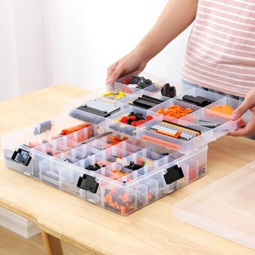 Building Blocks Lego Toys Large Capacity Hand Kids Storage Case Clear Plastic Organizer Box Can Adjust The Storage Space