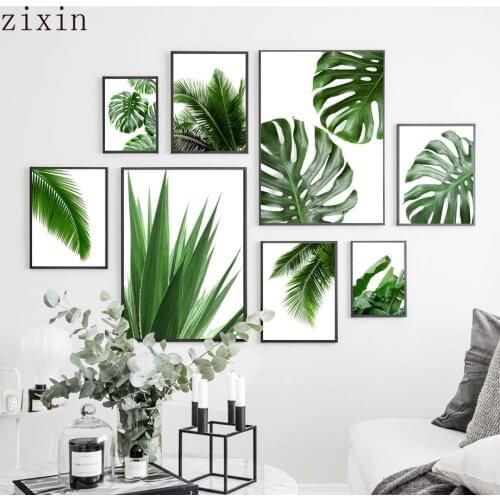 Green Plant Monstera Aloe Palm Leaf Wall Art Canvas Painting Tropical For Living Room Nordic Posters And Prints Wall Pictures