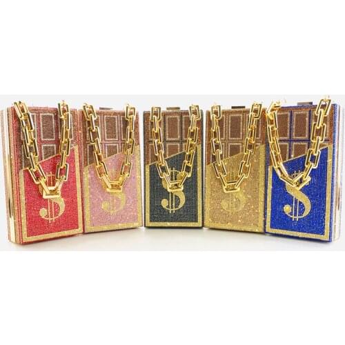 Crystals Women Money Evening Clutch Bags Stack of Cash diamond painting chain Wedding Dinner Purses and Handbags luxury designer