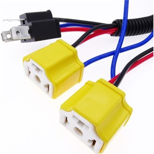 1pc Headlight Connector Booster Cable Relay Fuse Socket Black Wiring Harness for H4/9003 Flickering Led Universal Light Kit