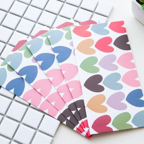 10PCS Sweet Hearts Dots Paper Envelope Gift Wrap DIY Tool Greeting Card Cover Giftbox Decor Letter Writing