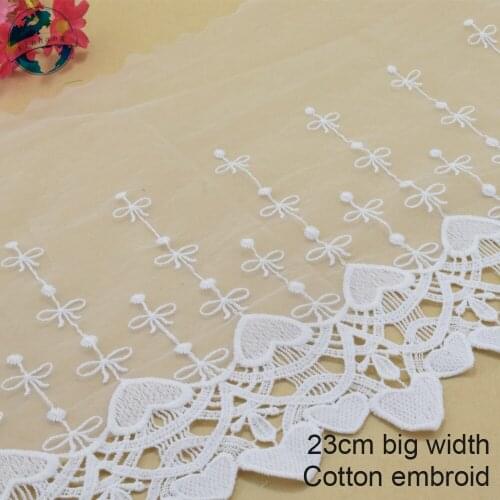 10yards 23cm white lace cotton embroidery lace french lace ribbon fabric guipure diy trims warp knitting sewing Accessories#3757