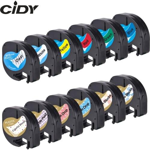 12pcs 91201 91331 91221 label tape plastic and paper for LT-100H label maker 12mm dymo letratag 12267 91200