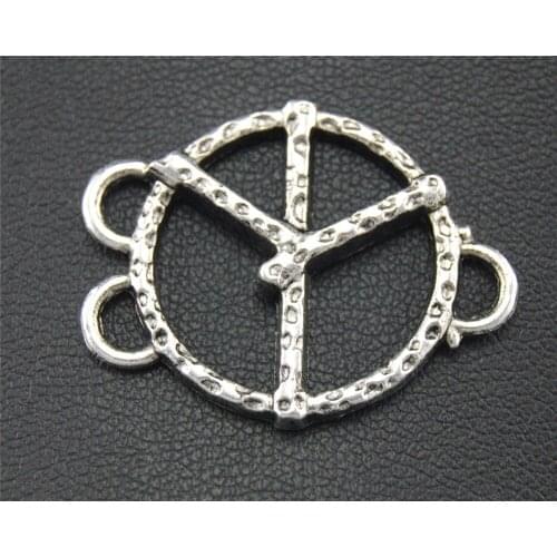 15pcs Silver Color Hammered Peace Connector Charm DIY Necklace Bracelet Bangle Findings 22x29mm A1714