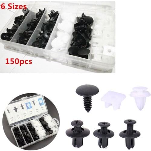 150Pcs 6 Size Bumper Push Pin Rivet Clip Retainer Fastener Moulding Panel Solid