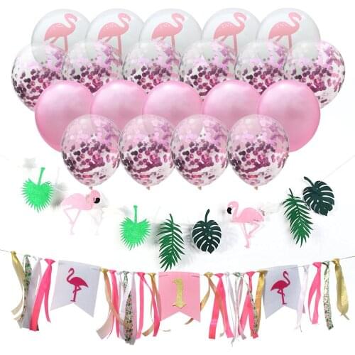 1st Flamingo Birthday Party Decoration Set Balloon Banner Garland Kits for Sweet Baby Kids Summer Fiesta Decor Supplies