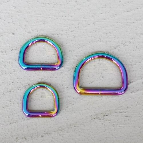 20 Pcs 15/20/25mm Metal Colourful D Ring DIY Mountaineering Bag Dog Collar Leash Belt Sewing Knapsack Garment Clip Clasp