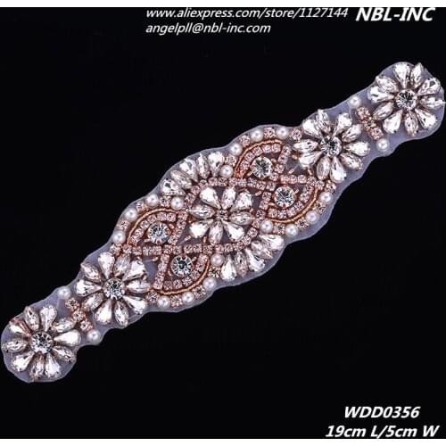 30PCS)Wholesale hand beaded sewing crystal rhinestone applique iron on for wedding dresses sash WDD0356