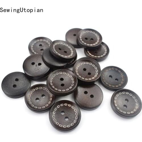 50PCS 2 Holes 20MM Cartoon Wooden Buttons for Baby Kids Clothing Sewing Wood Button Scrapbooking DIY Apparel Accessories