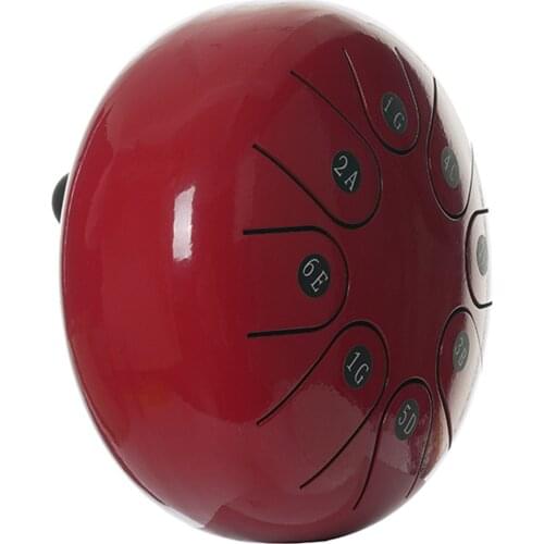 8 Tone 6" Hand Pan Tongue Drum and Notes Stickers Gift for Boys Girls Red
