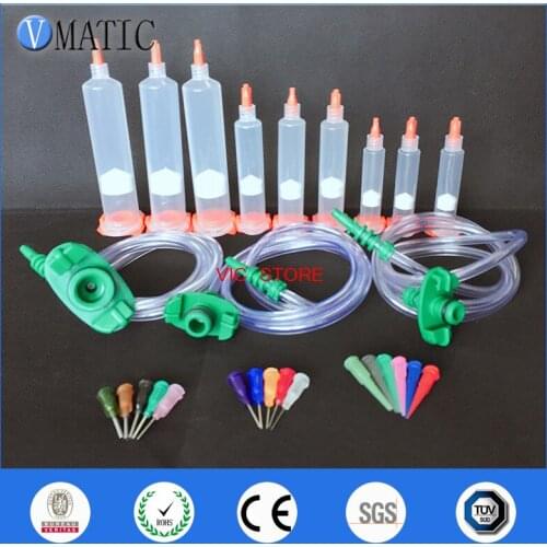 Free Shipping Glue Adhesive Dispensing Disposable Pneumatic Syringe Set With Cap/End Cover/ Glue Dispenser Needle