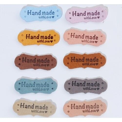 10Pcs PU Leather Labels Handmade Tags for Jeans Bags Shoes Hats Hand Made Clothes Decoration DIY Sewing Garment Accessories