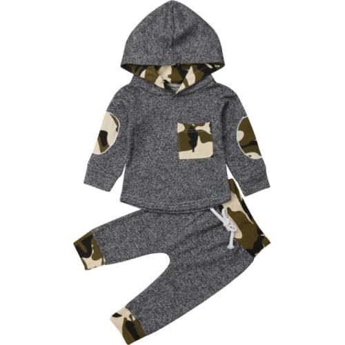 Camouflage Newborn Baby Boy Winter Outfits Clothes Hooded Tops Pants 2PCS Set