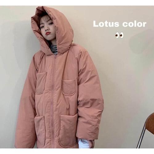 Candy-colored Padded Jacket Girls Kawaii winter 2021 new Korean Oversize hooded all-match jacket Cyber Celebraty thicken coat