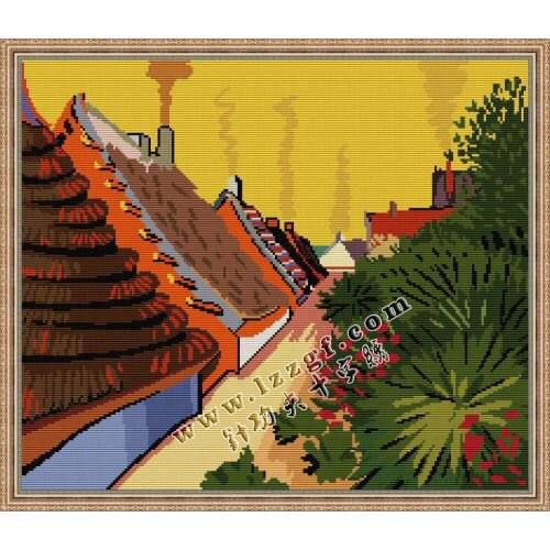 Everlasting Love Van Gogh-Street In Saintes-Marie Chinese Cross Stitch Kits Ecological Cotton Easy for Beginners Home Decoration