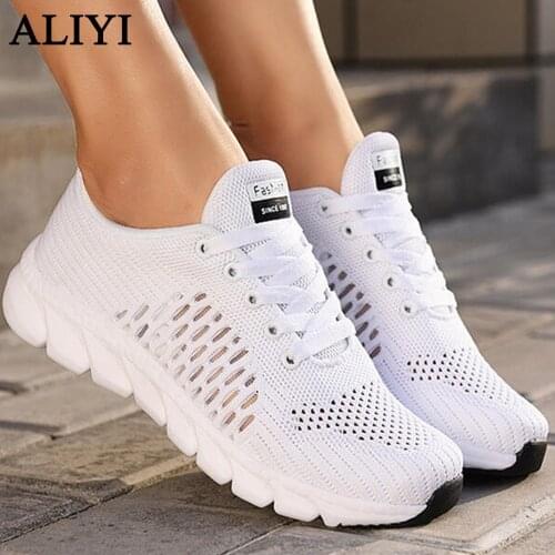 Womens Mesh Shoes 2021 Summer Breathable Ladies Pointed Toe Lace Up Casual Sneakers Running Walking Jumps Sport Flat Female