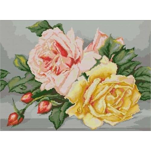 Two-color rose flowers patterns Counted Cross Stitch 11CT 14CT 18CT DIY Chinese Cross Stitch Kits Embroidery Needlework Sets