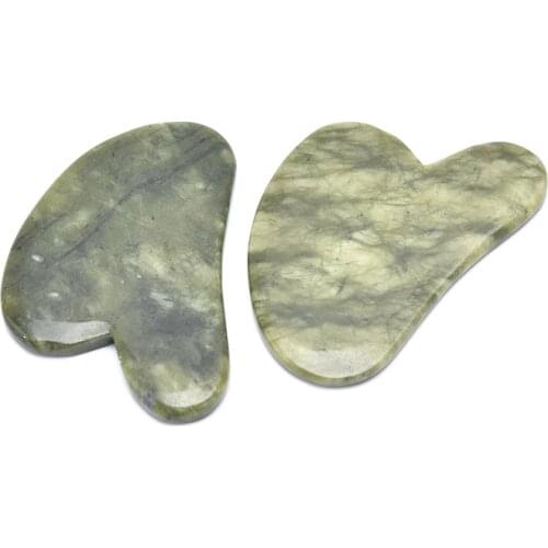 Natural Green Jade Stone Gua Sha Massage Tool For Face GuaSha Massager Board Heart-shaped Comfortable Portable Jade Horn Board
