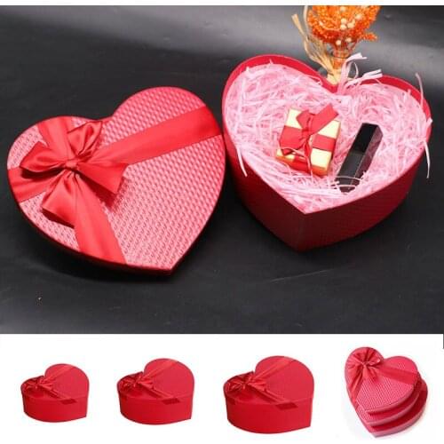 Red Heart Shaped Valentines Day Gift Box Candy Boxes Florist Bouquet Packaging Flower Boxes Wedding Party Accessories 3 Sizes