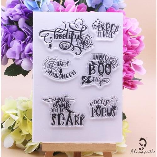 CLEAR STAMPS Halloween Pumpkin Spider Web BOO DIY Scrapbooking Card Album Paper Craft Rubber Transparent Silicon Stamp