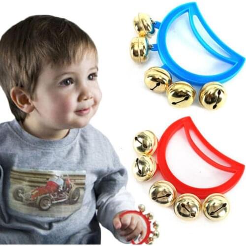 Handbell Held Tambourine Metal Bell Plastic Rattle Ball Percussion Party Game Baby Toy Musical Instruments Tambourine kids