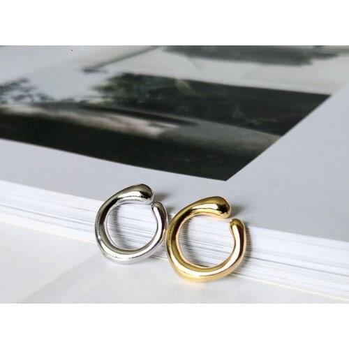 Retro High-grade Irregular Round Earbone Hoop Earrings For Women No Ear Hole Circle Earring Extured Minimalist Jewelry A931