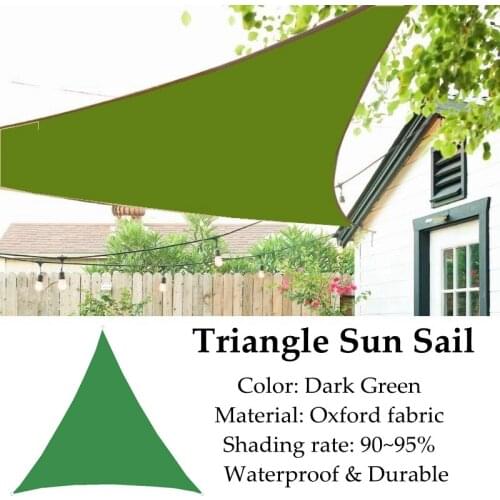 Dark Green Triangle Sun Sail Oxford Shading Rate 95% Waterproof Polyester Fabric Outdoor Anti-UV Cooling Garden Gazebo Awning