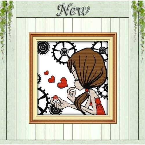 Quiet whispers beautiful girl painting counted print on canvas DMC 14CT 11CT chinese Cross Stitch Needlework Set Embroidery kits